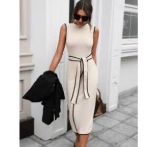 Elegant Cream Sleeveless Dress